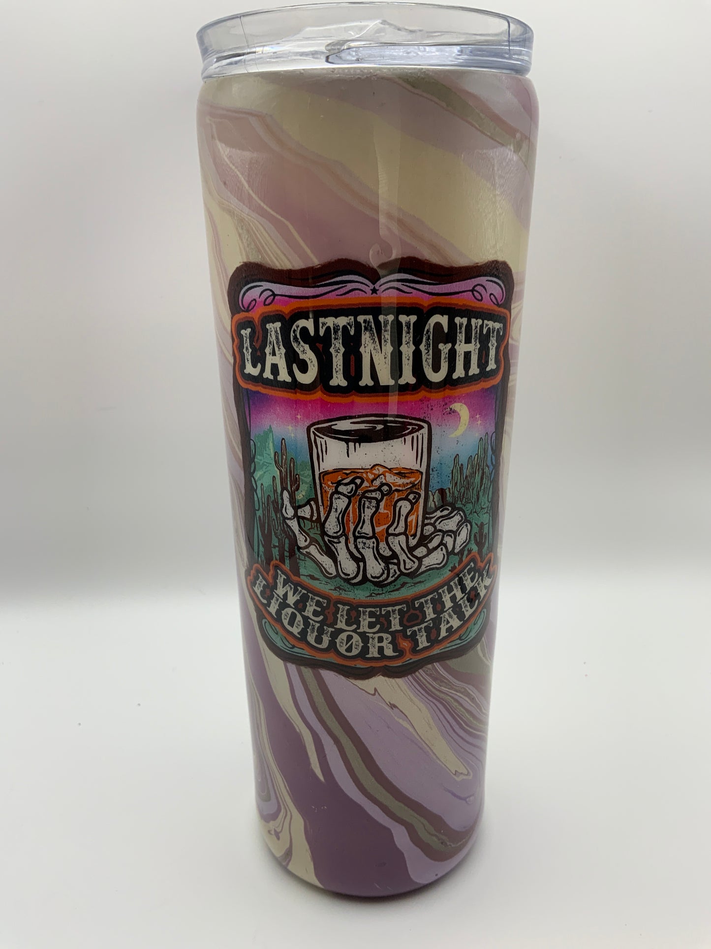RTS Silver/Purple/Pearl White hydro dip {Lastnight We Let the Liquor Talk} 20 oz Skinny