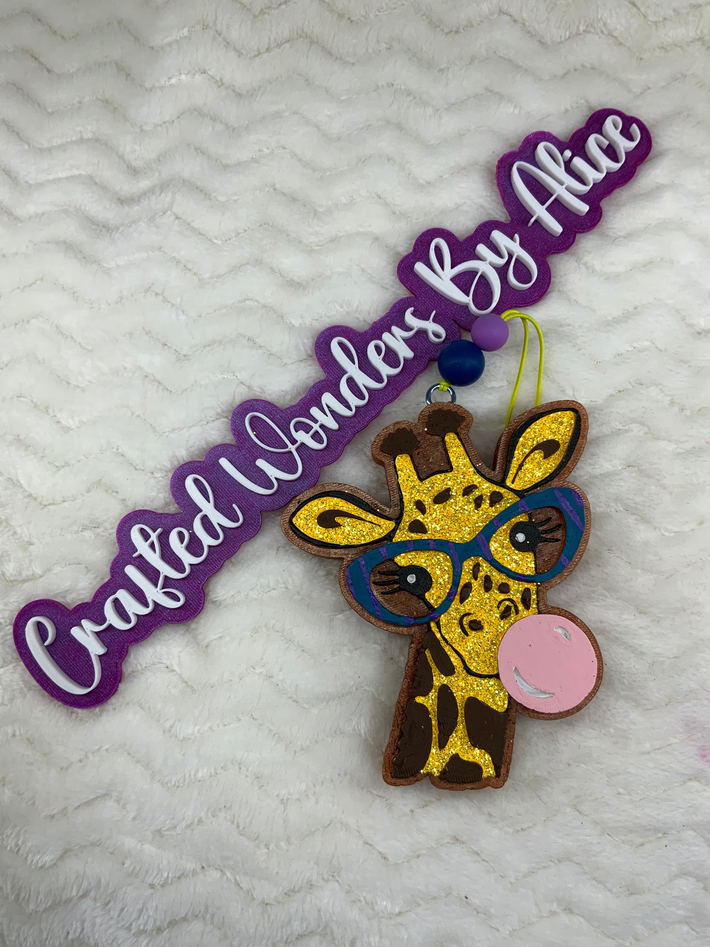 MTO {Giraffe With Glasses Blowing Bubble} Freshie