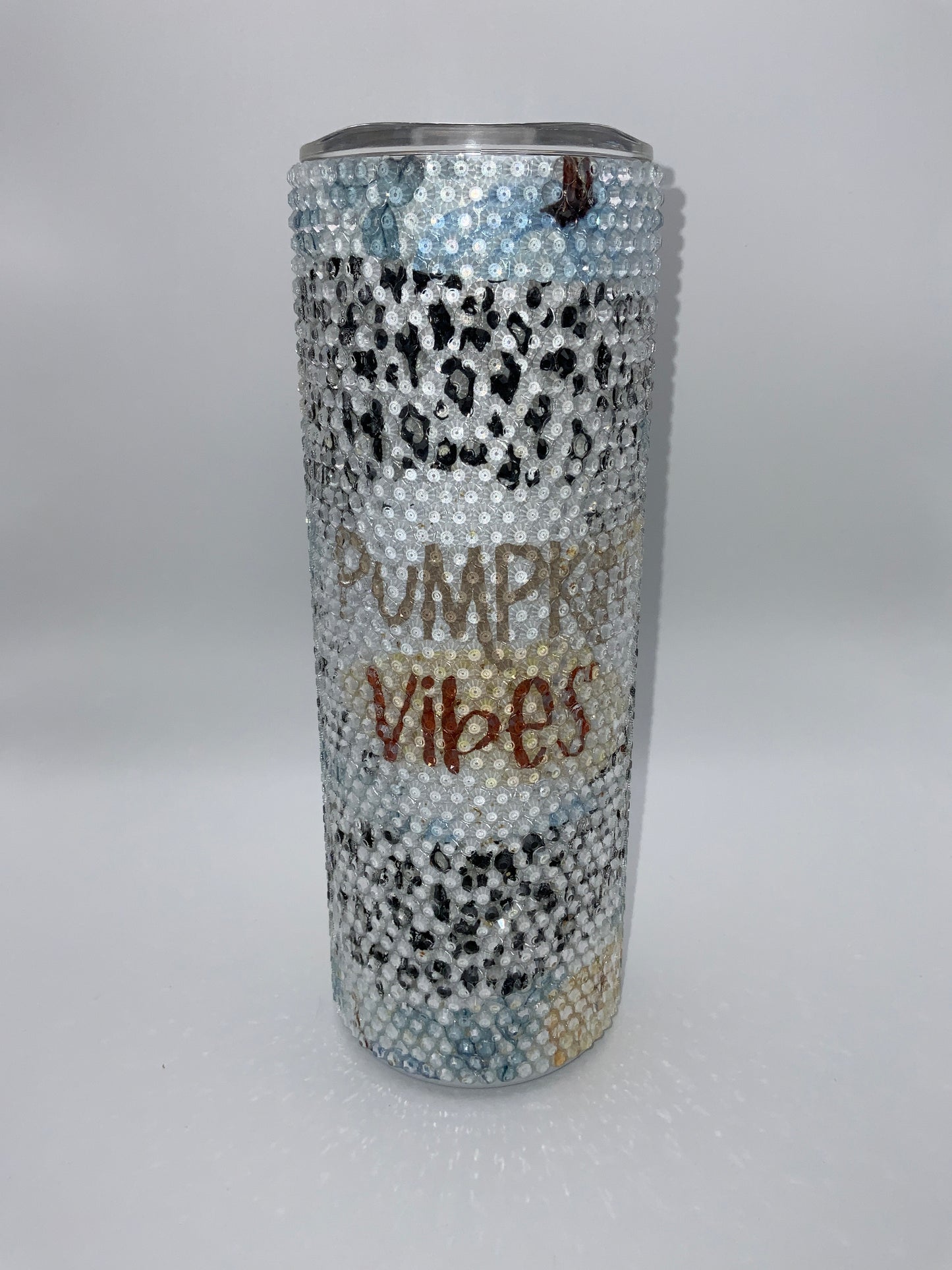 RTS {Blue Pumpkin Vibes} Rhinestone 20 oz Skinny