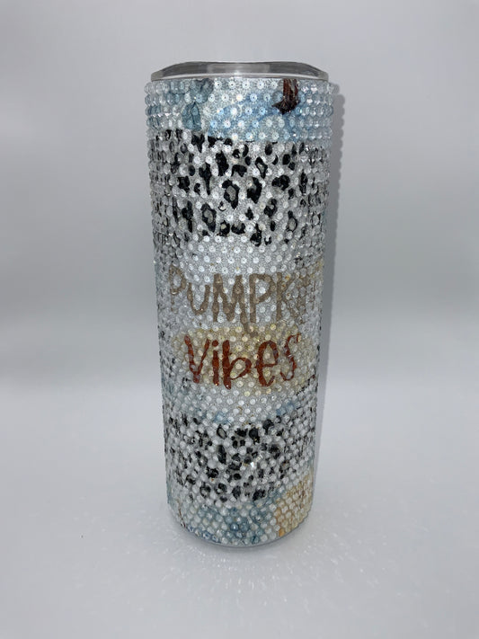 RTS {Blue Pumpkin Vibes} Rhinestone 20 oz Skinny