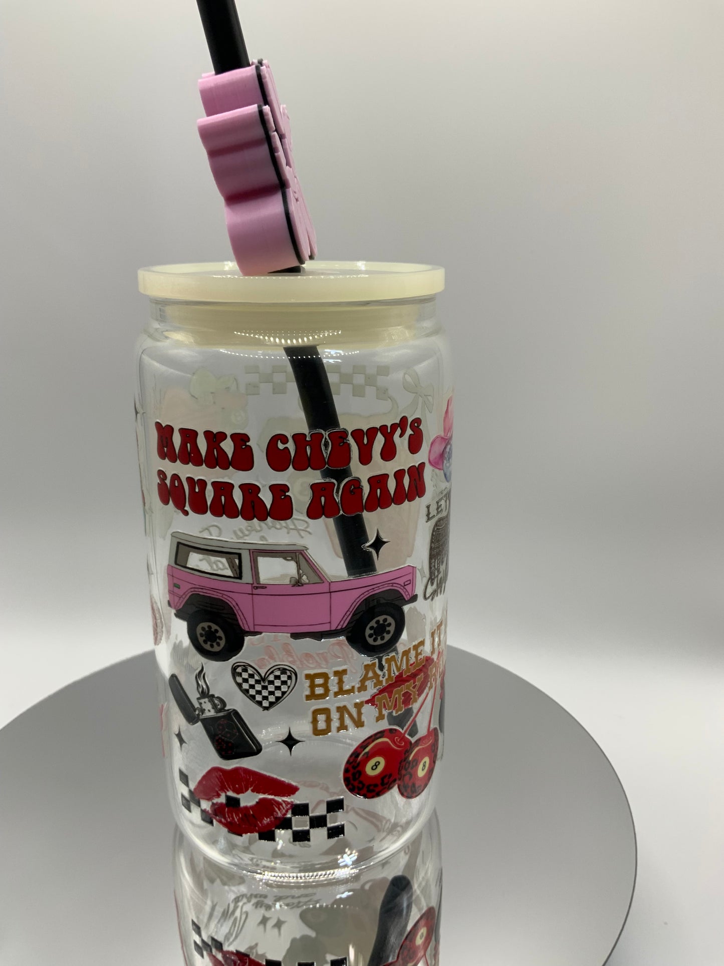 RTS {Make Chevy’s Square Again} 16 oz Glass Cup