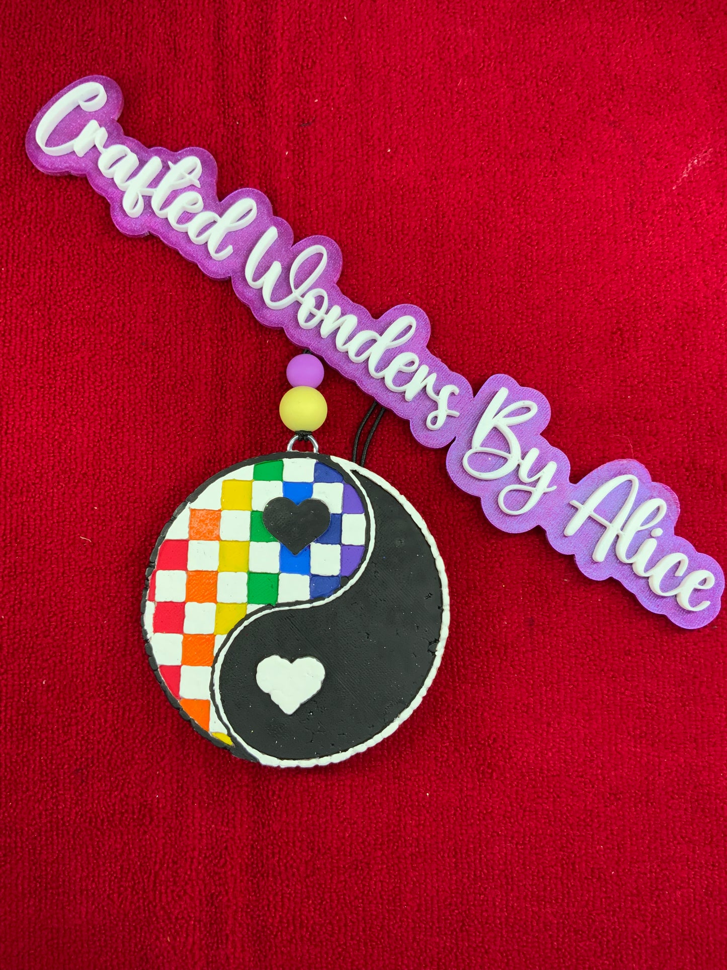 MTO {Ying Yang Checkered With Hearts} Freshie