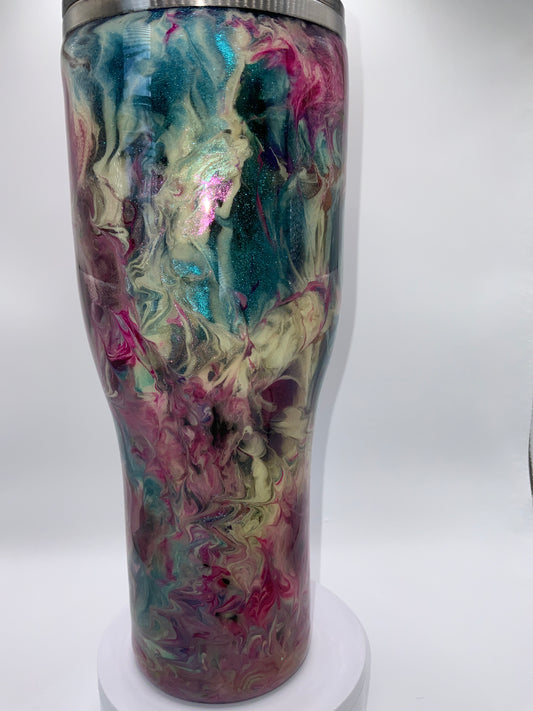 RTS  {Turquoise, Purple, Pink Swirl} 40 oz Curved