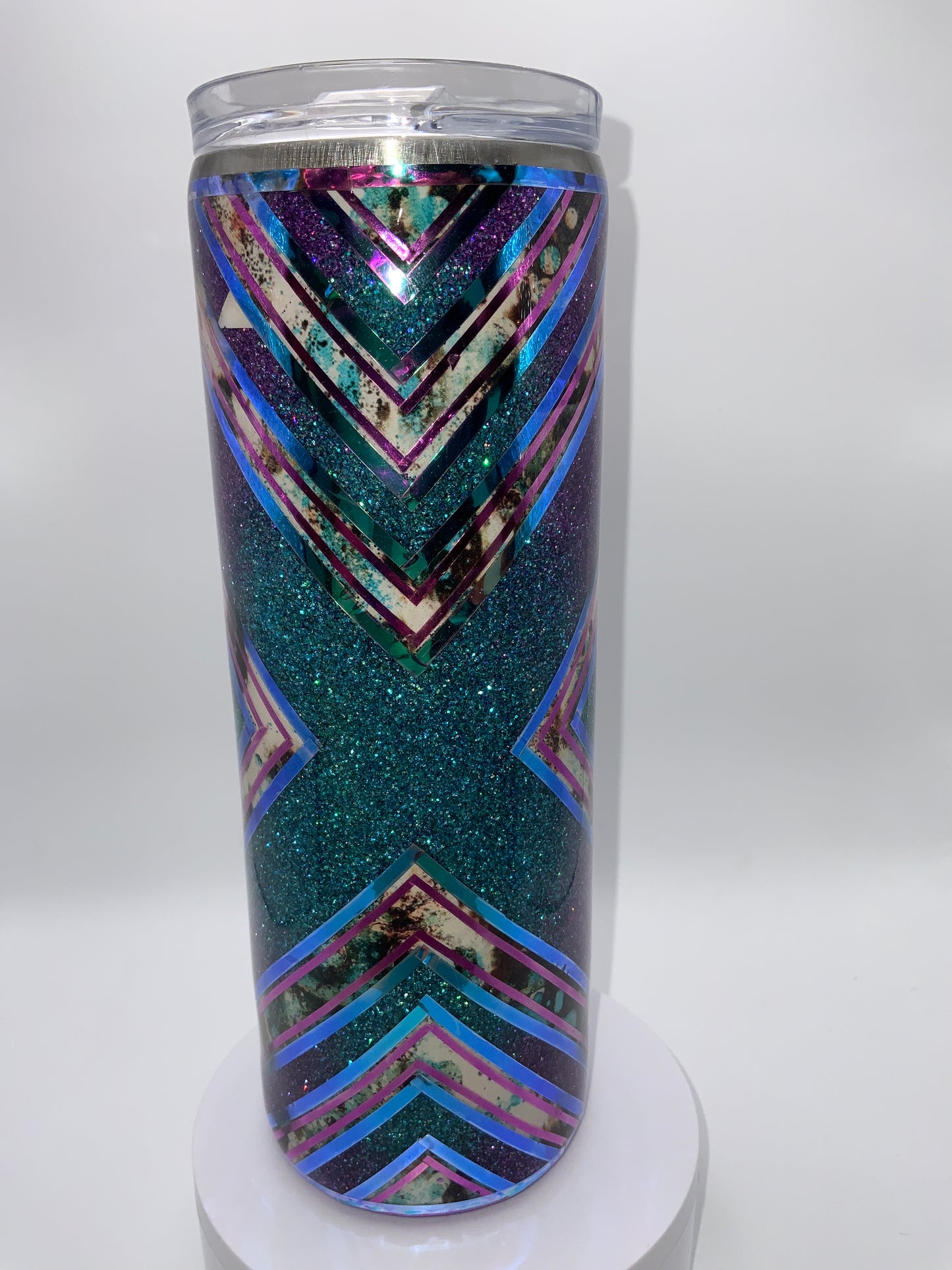 RTS {Purple/Turquoise Cow Hide Templete} 20 oz Skinny