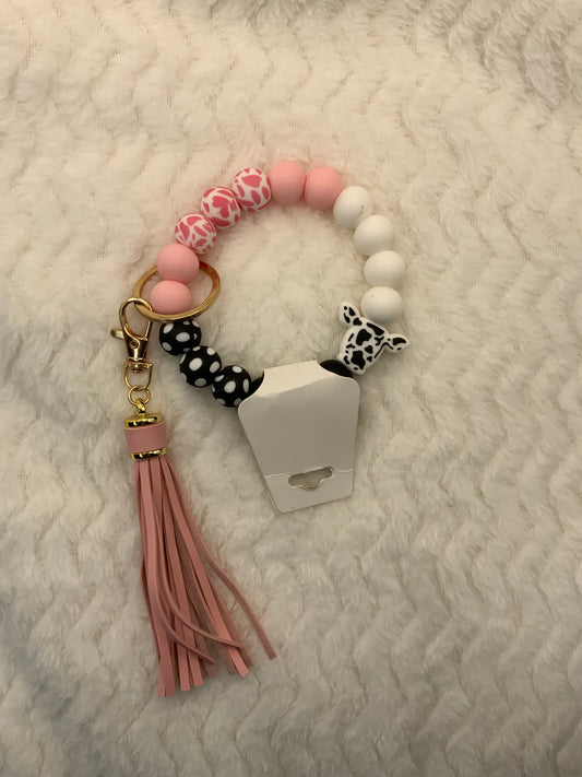 RTS {Pink Cow Print Wristlet}