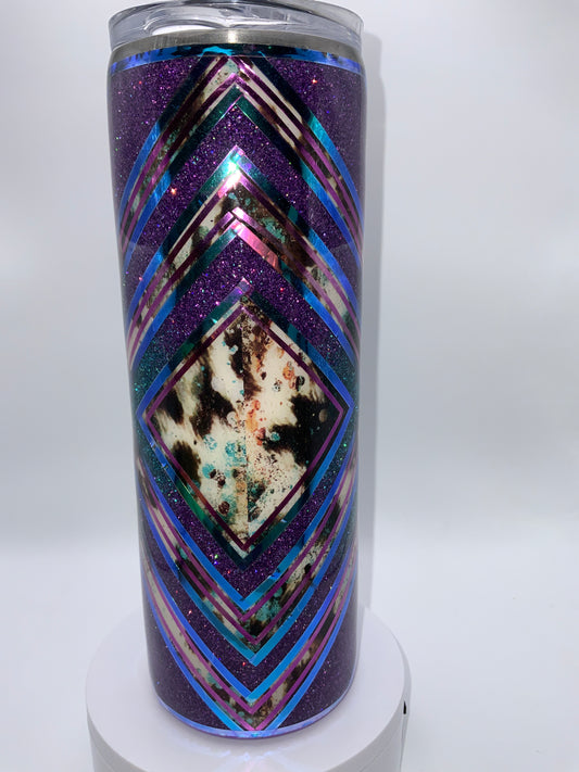 RTS {Purple/Turquoise Cow Hide Templete} 20 oz Skinny