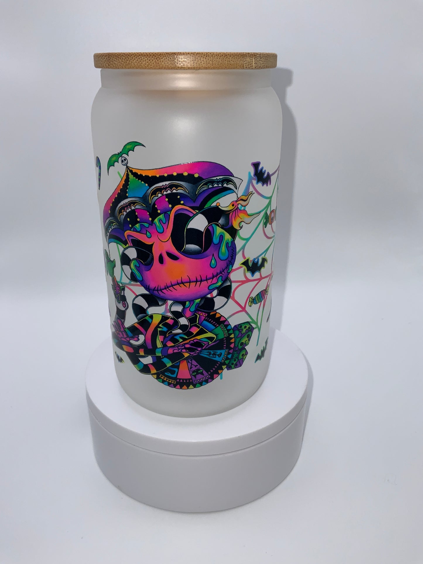 RTS {Jack & Sally Beetle Juice} 16 oz Frosted Glass Cup