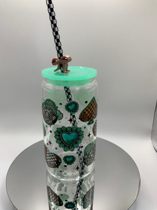 RTS {Checkered Spades} 16 oz Glass Cup