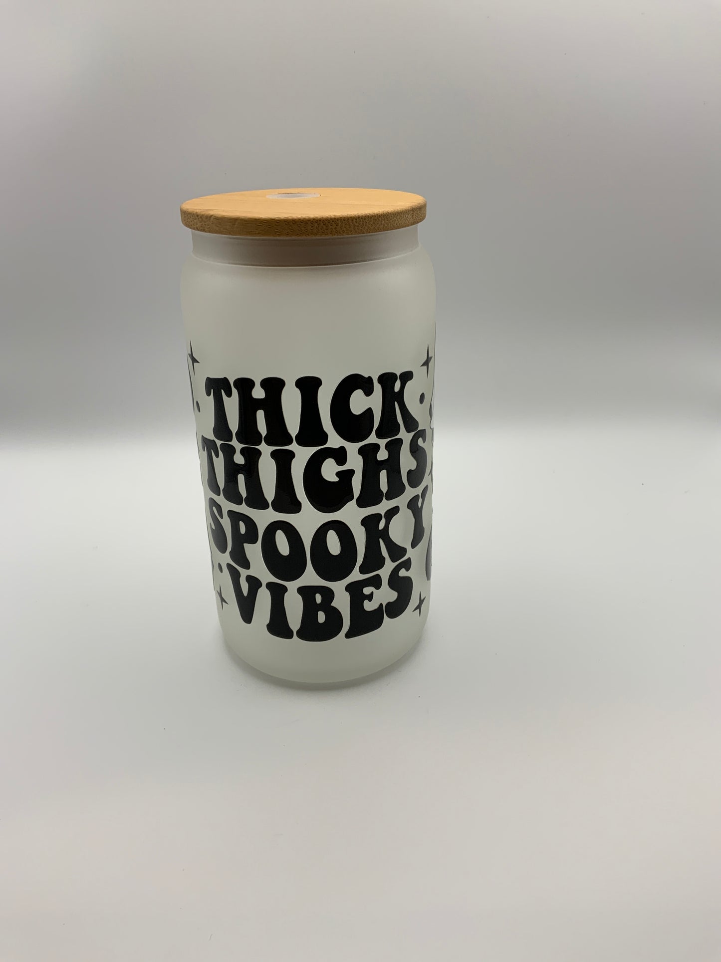 RTS {Thick Thighs Spooky Vibes} 16 oz Frosted Glass Cup