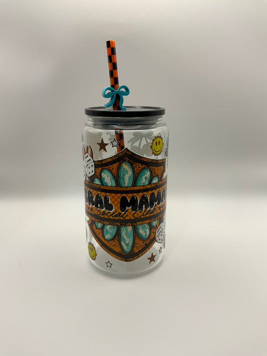 RTS Glass Can {Feral Mama} 16 oz