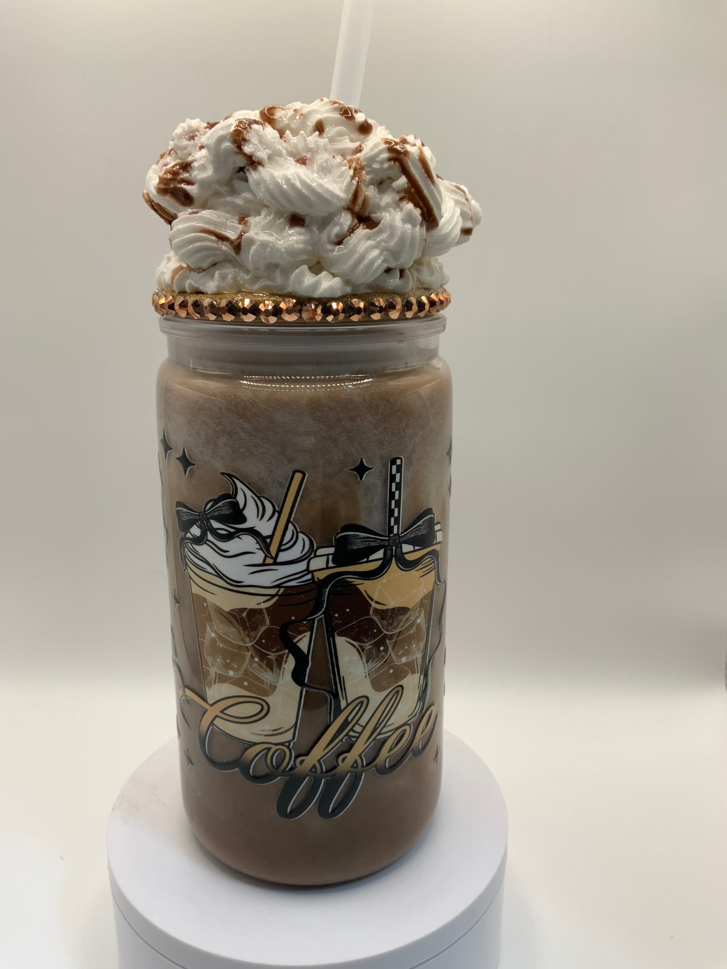 RTS {Coffee Acrylic Swirl Paint Cup} 16 oz