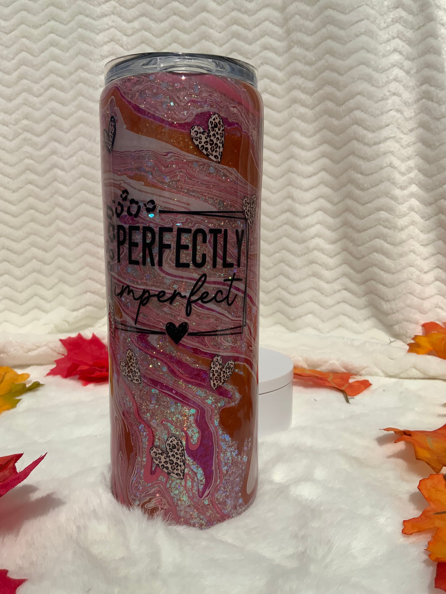RTS {Perfectly Imperfect} Hydro-dip pink,magenta,silver/white glitter base 20 oz Skinny