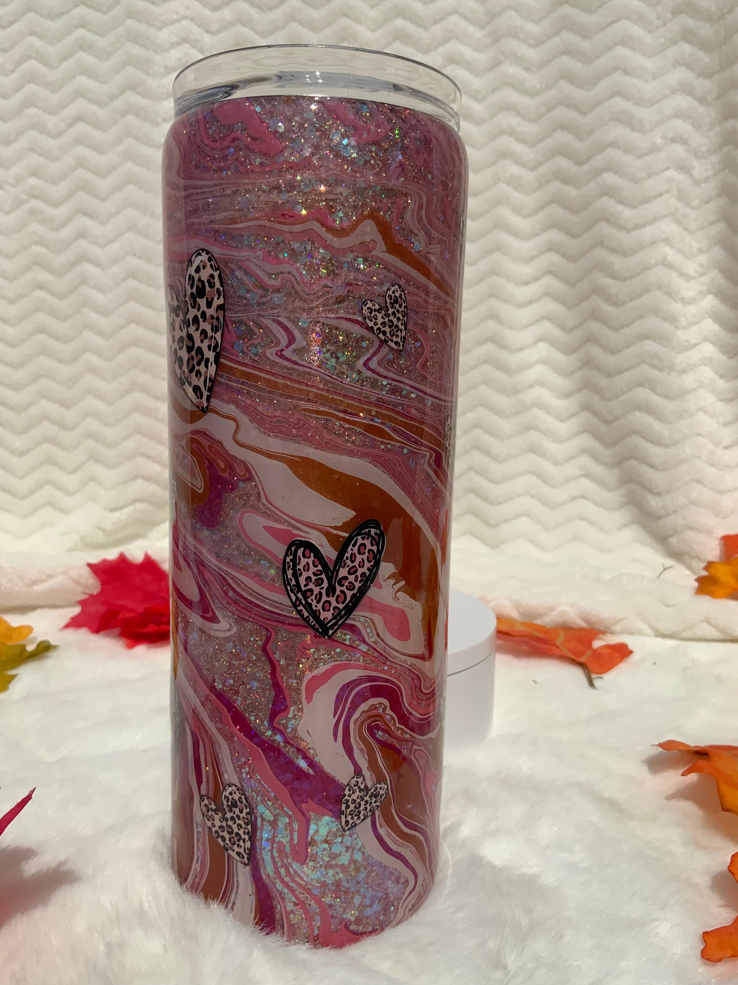 RTS {Perfectly Imperfect} Hydro-dip pink,magenta,silver/white glitter base 20 oz Skinny