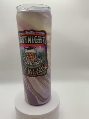 RTS Silver/Purple/Pearl White hydro dip {Lastnight We Let the Liquor Talk} 20 oz Skinny