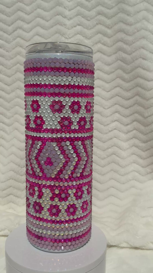 RTS {Pink Flowers} Rhinestone 20 oz