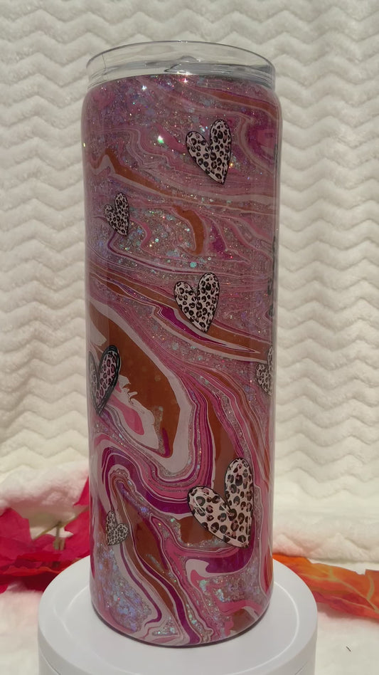 RTS {Perfectly Imperfect} Hydro-dip pink,magenta,silver/white glitter base 20 oz Skinny