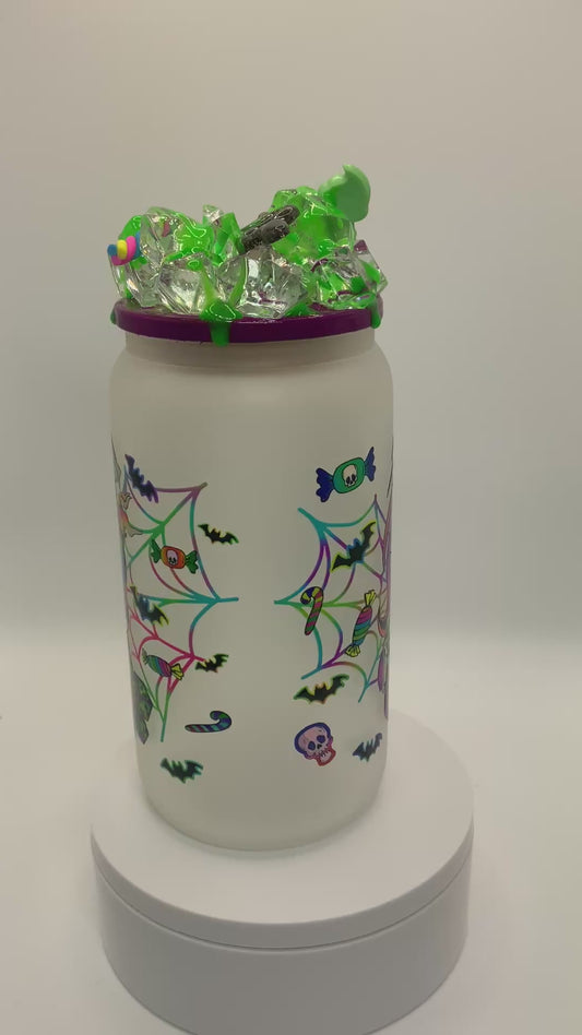 RTS {Jack & Sally Beetle Juice} 16 oz Frosted Glass Cup