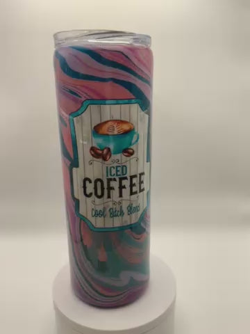 RTS Blue/Pink/White hydro dip {Iced Coffee} 20 oz Skinny