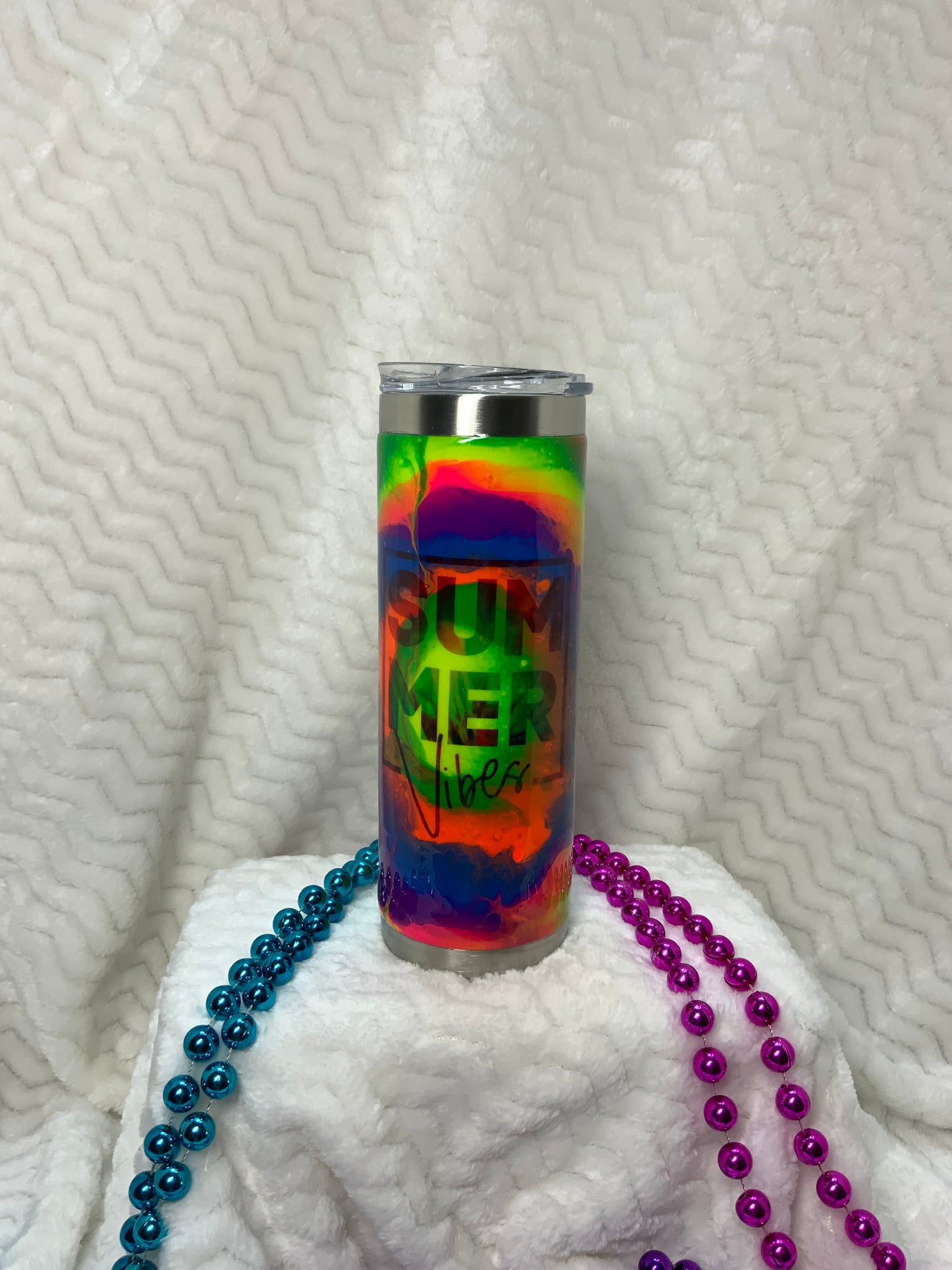 {Tie dye Summer Vibes} Glows in the Dark 20 oz Skinny