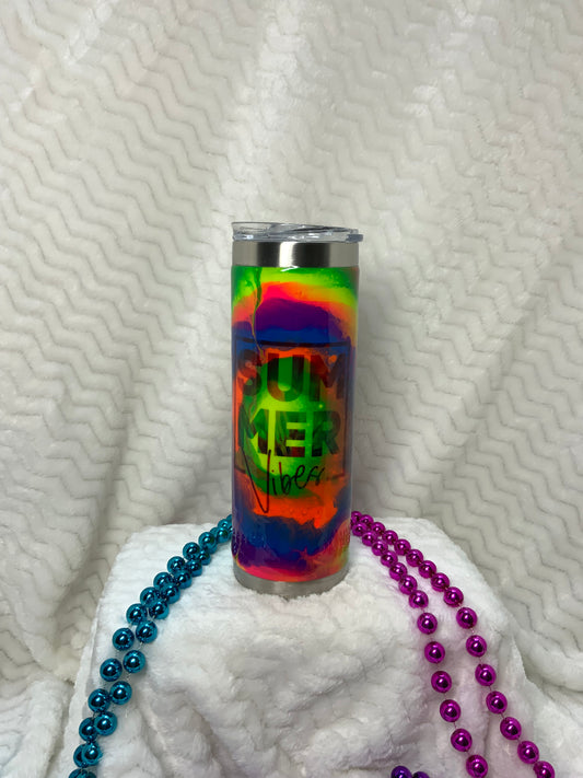 {Tie dye Summer Vibes} Glows in the Dark 20 oz Skinny